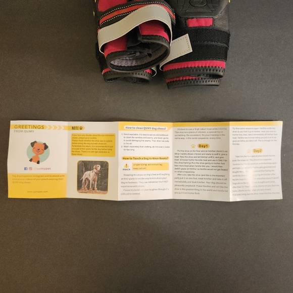 QUMY PETS RED/BLACK SIZE 7 (63-75LBS) WATERPROOF PROTECTIVE ADJ. DOG BOOTS NWOT - Picture 10 of 14